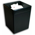 Black Classic Leather Square Waste Basket
